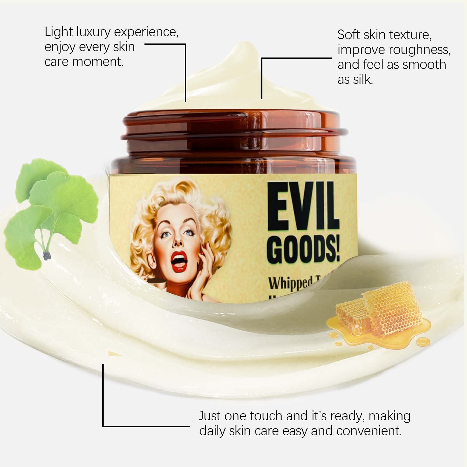 🔥EVIL GOODS🔥 Whipped Beef Tallow and Manuka Honey Balm, 4oz, Organic Face Cream, Moisturizer, Body Lotion, Skin Care and Lip Balm-c